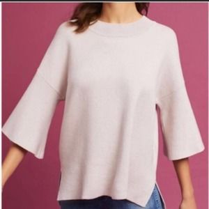 Anthropologie Sundays In Brooklyn Lorena Flutter Sleeve Blush Sweater Size Small